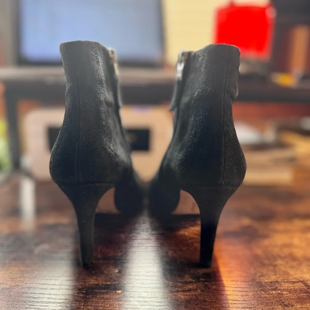 Sam Edelman Black Suede Pointed Toe Stiletto Ankle Boots - Size 9